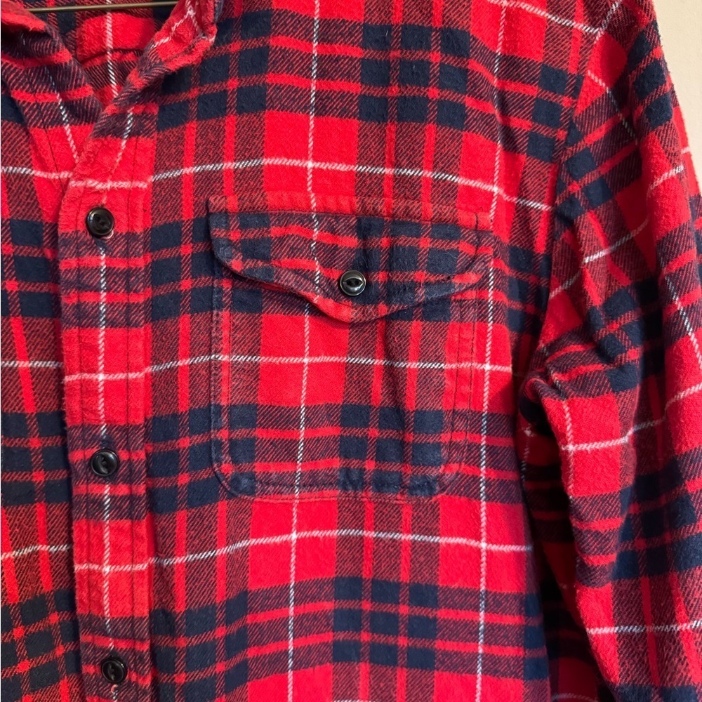 Madewell Red and Black Plaid Flannel Button-Up Shirt - Picture 3 of 10